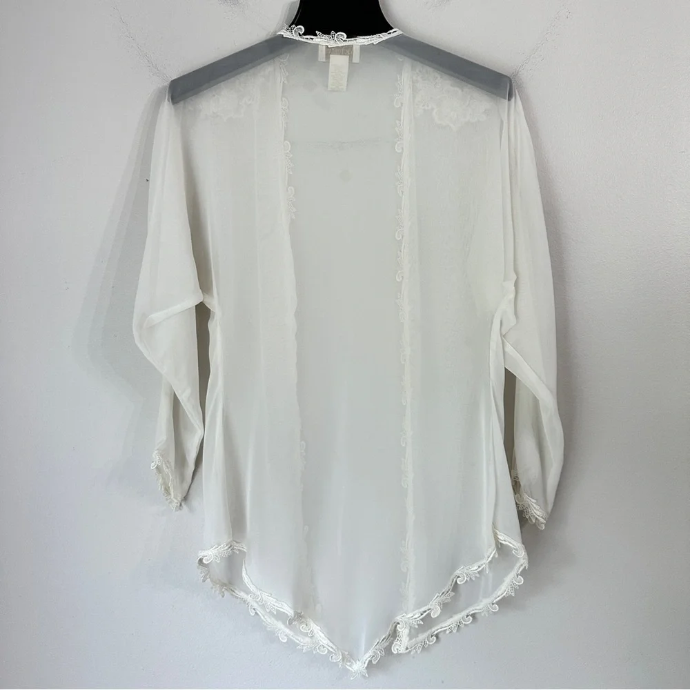 Victoria's Secret Vintage Gold Label Ivory Sheer Lace Lingerie Robe Medium